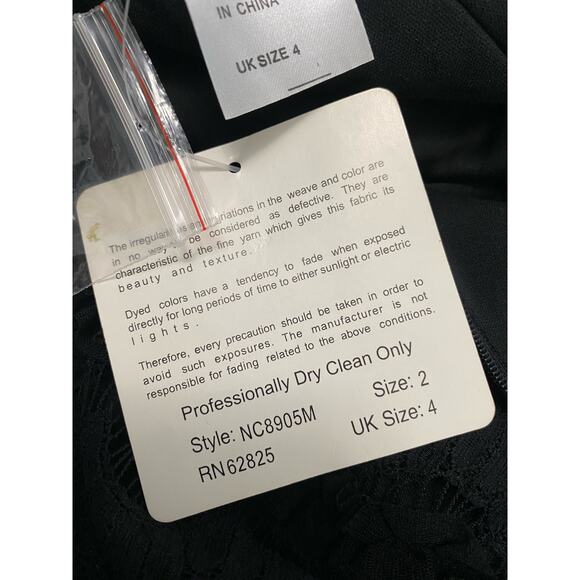 Tadashi Ruffled Lace Midi Black Deep V Dress Whimsigoth Cocktail Cocktail size 2 - Picture 9 of 10